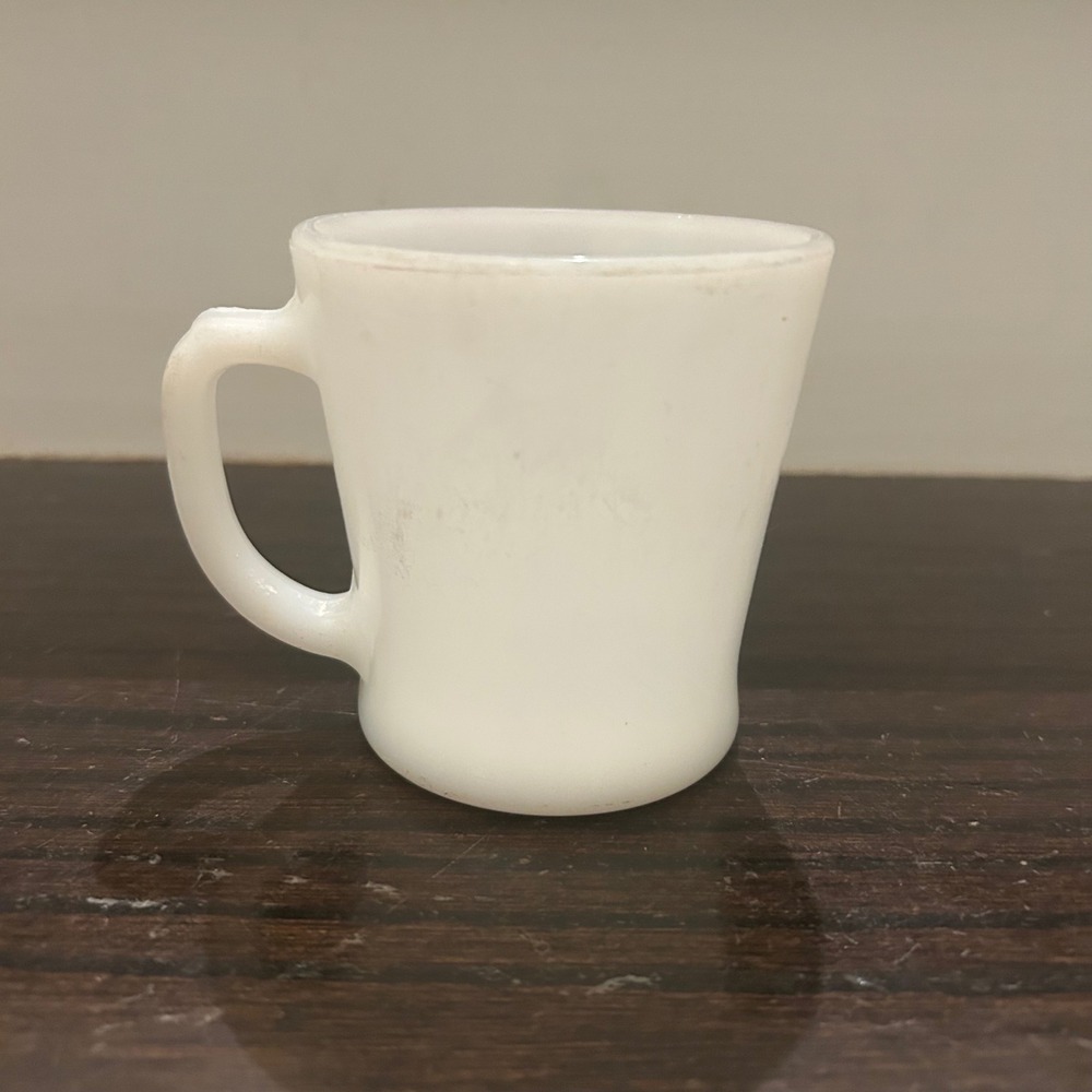 Anchor Hocking Fire-King Milk Glass D-Handle Mug Made in USA White Vintage